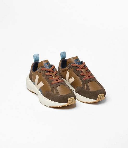 CANARY ELASTIC LACES LEATHER VEJA X BONPOINT BROWN ALMOND