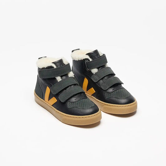 V-10 MID FURED LEATHER BLACK OURO GRAFITE