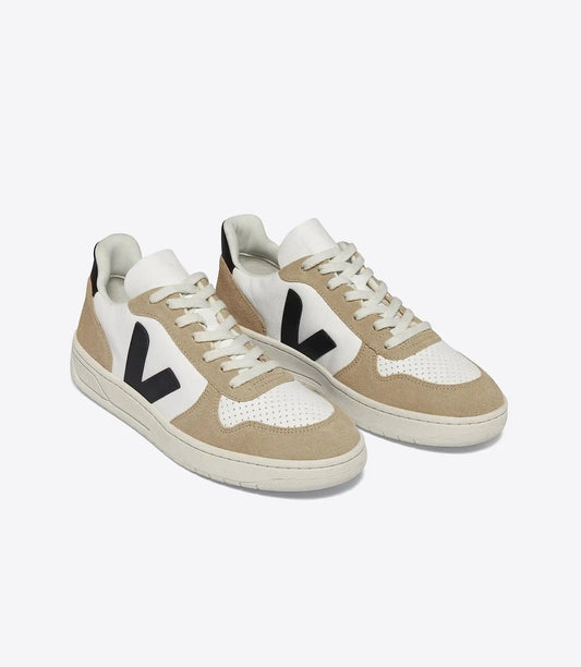 V-10 LEATHER WHITE BLACK SAHARA