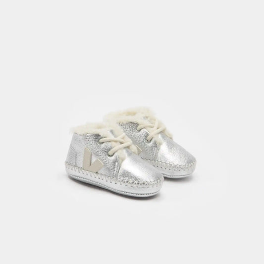 BABY FURED LEATHER SILVER PIERRE